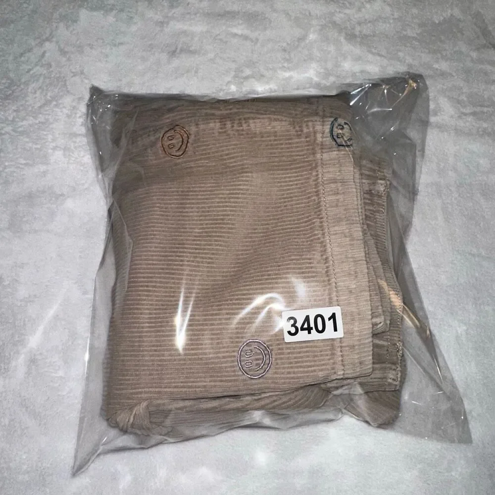 Urban Outfitters Men’s Medium Tan Corduroy Pants Embroidered Smiley Faces GUC